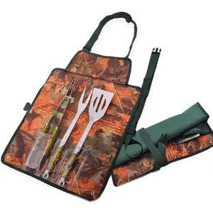 3pcs camo bbq tool set with apron