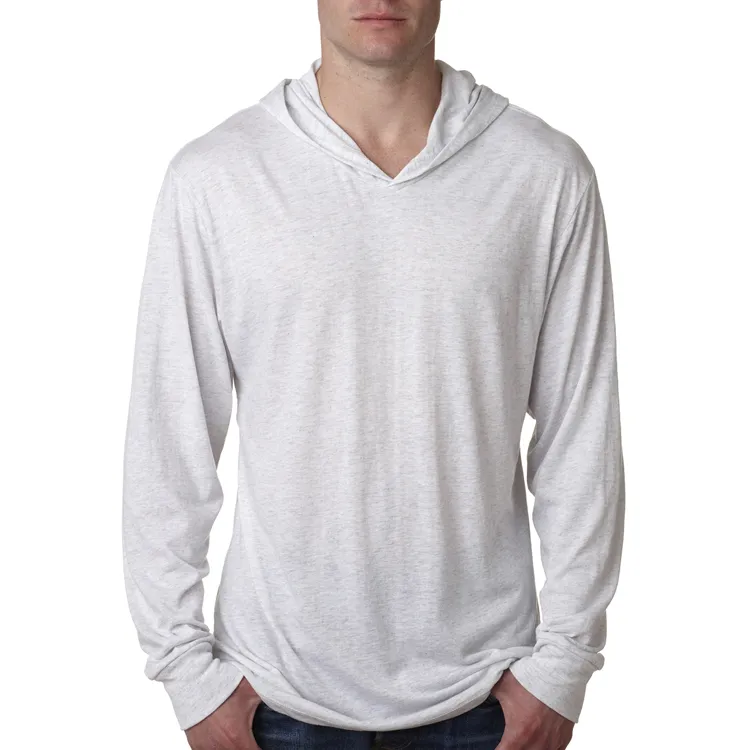 Custom top tee white mens long sleeve t shirt with hood