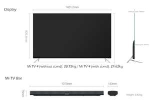 D'origine Xiaomi Mi TV 4 65 "pouces Smart TV Interface Anglaise Réel 4 K HDR Ultra Mince Télévision - Product Image 4