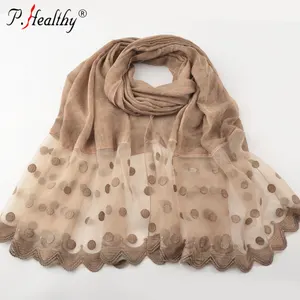 ที่ดีที่สุดขายคุณภาพสูงอาหรับผู้หญิงผ้าพันคอ Viscose Lace Patchwork Pashmina