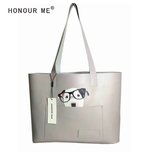 Venta caliente encantadora de perro Impresión digital impresión beige bolso para mujeres - Product Image 1