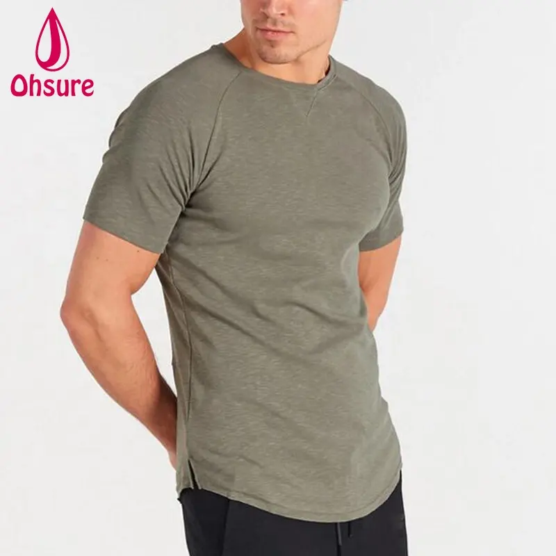 95% Cotton 5% Spandex Bottom Curved Workout Tee Excersize T Shirt Gym Top Sports T Shirt For Men