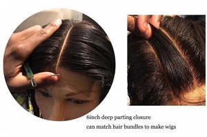 Kim Kardashian cierre de la onda del cuerpo 2x6 de cierre de encaje en medio de la parte 100%, Color Natural del pelo humano - Product Image 3