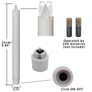 Bán buôn thiết lập của 2 Flameless trắng nhấp nháy thực sáp điện <span class=keywords><strong>LED</strong></span> taper nến với di chuyển ngọn lửa - Product Image 2