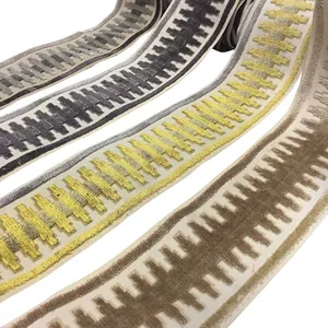 Jacquard Velvet Sari Novel Popular Polyester Border Trim Lace Home Textile Curtain Decorative