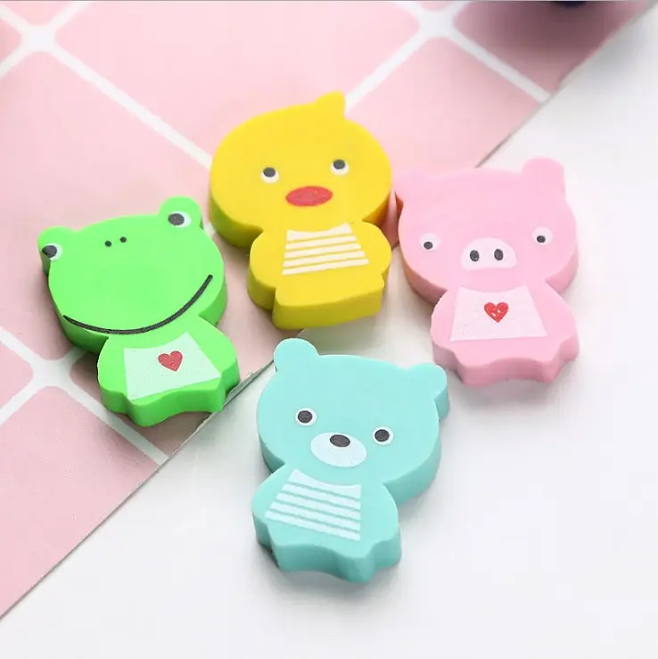 4pcs Novità Eraser Sveglio Dimensione Logo Personalizzato Promozionale Eraser Animale Bambini della Scuola di cancelleria