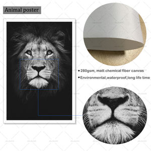Su misura di disegno di arte della tela di canapa per la camera dei bambini con nero cornice decorativa opere d'arte <span class=keywords><strong>leone</strong></span> animale serie di arte della parete della pittura - Product Image 5