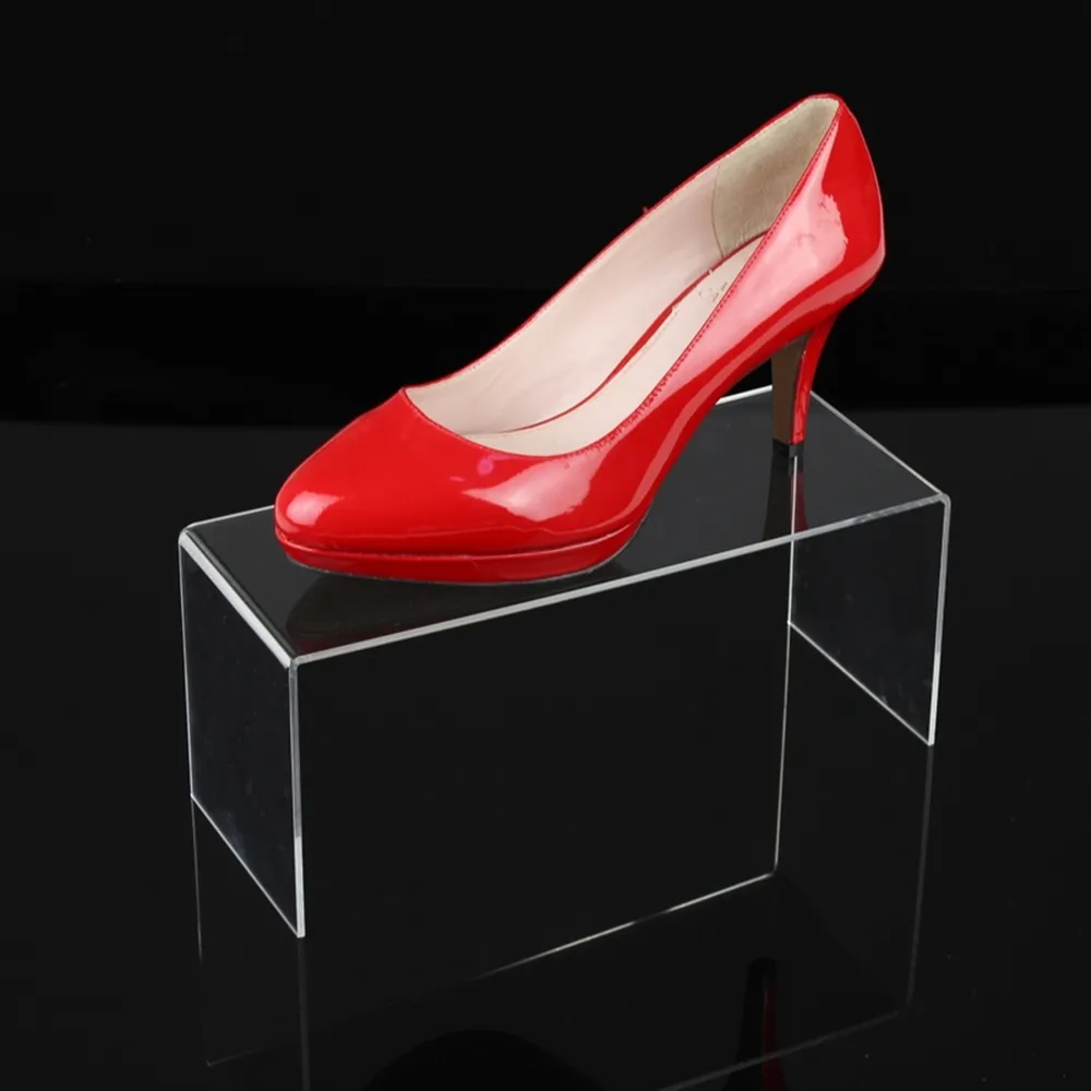Encimera Rectángulo Acrílico Zapato Soporte de exhibición Cascada transparente Acrílico Bolso Stand Riser