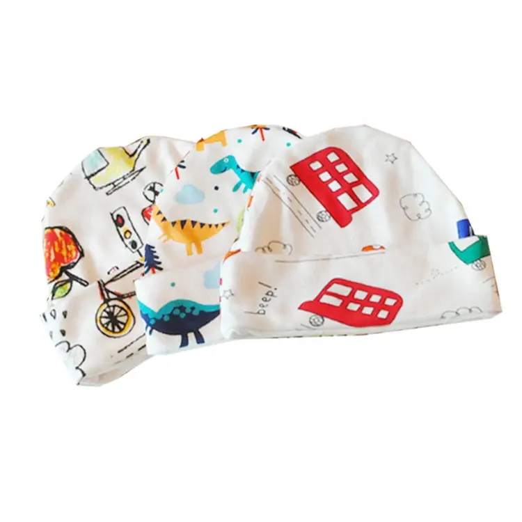 Low MOQ Winter Super Soft Cotton Infant Lovely Pattern New Born Baby Cap