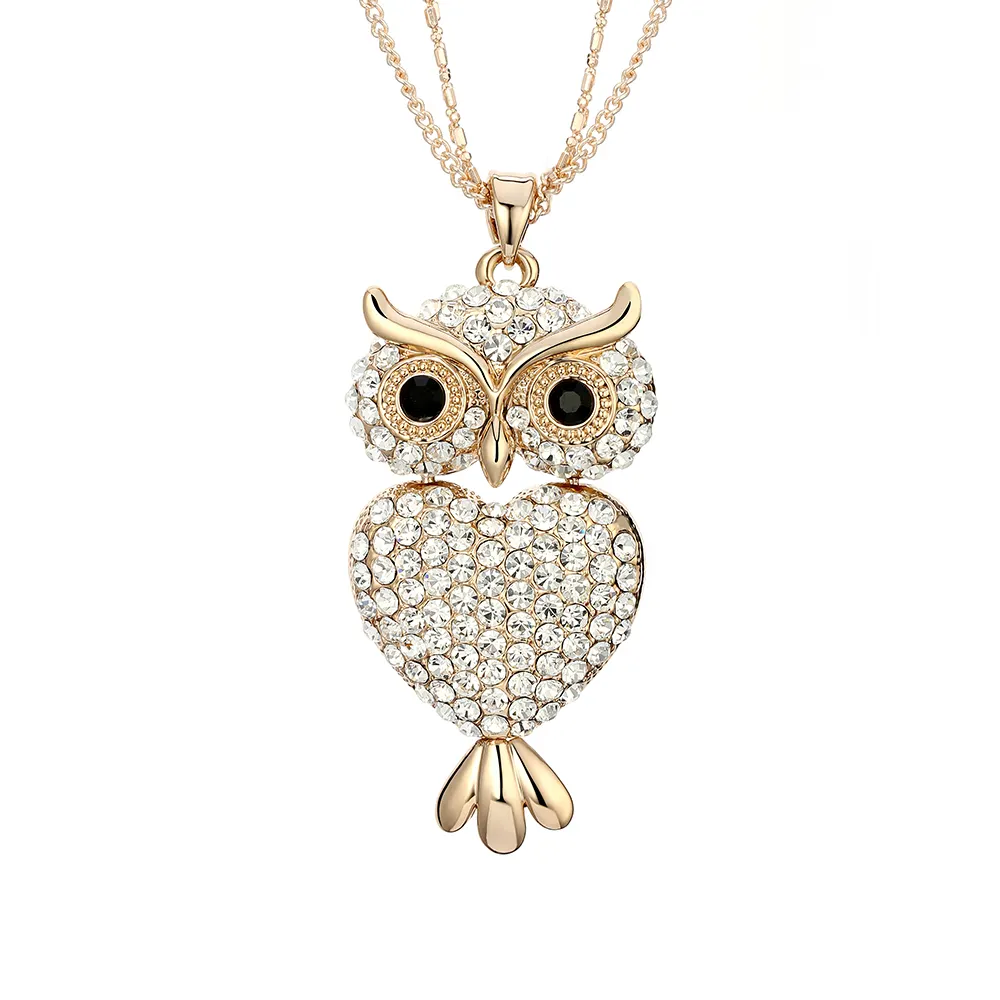 Collier Long avec pendentif en forme de hibou, d'amour, exquis et romantique, cadeau idéal,