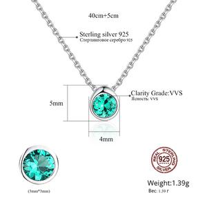 CZCITY-Cadena de eslabones de GEMA de laboratorio redonda para mujer, collar con colgante redondo de Plata de Ley 925 - Product Image 2