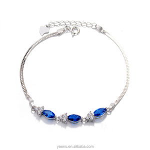 <span class=keywords><strong>Les</strong></span> femmes Porter Quotidiennement 925 Argent Saphir Pierre Bracelet de Tennis - Product Image 1