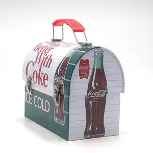 Personalizzata A Forma di Scatola di Immagazzinaggio del Metallo Bambini Lunchbox di Latta Tote