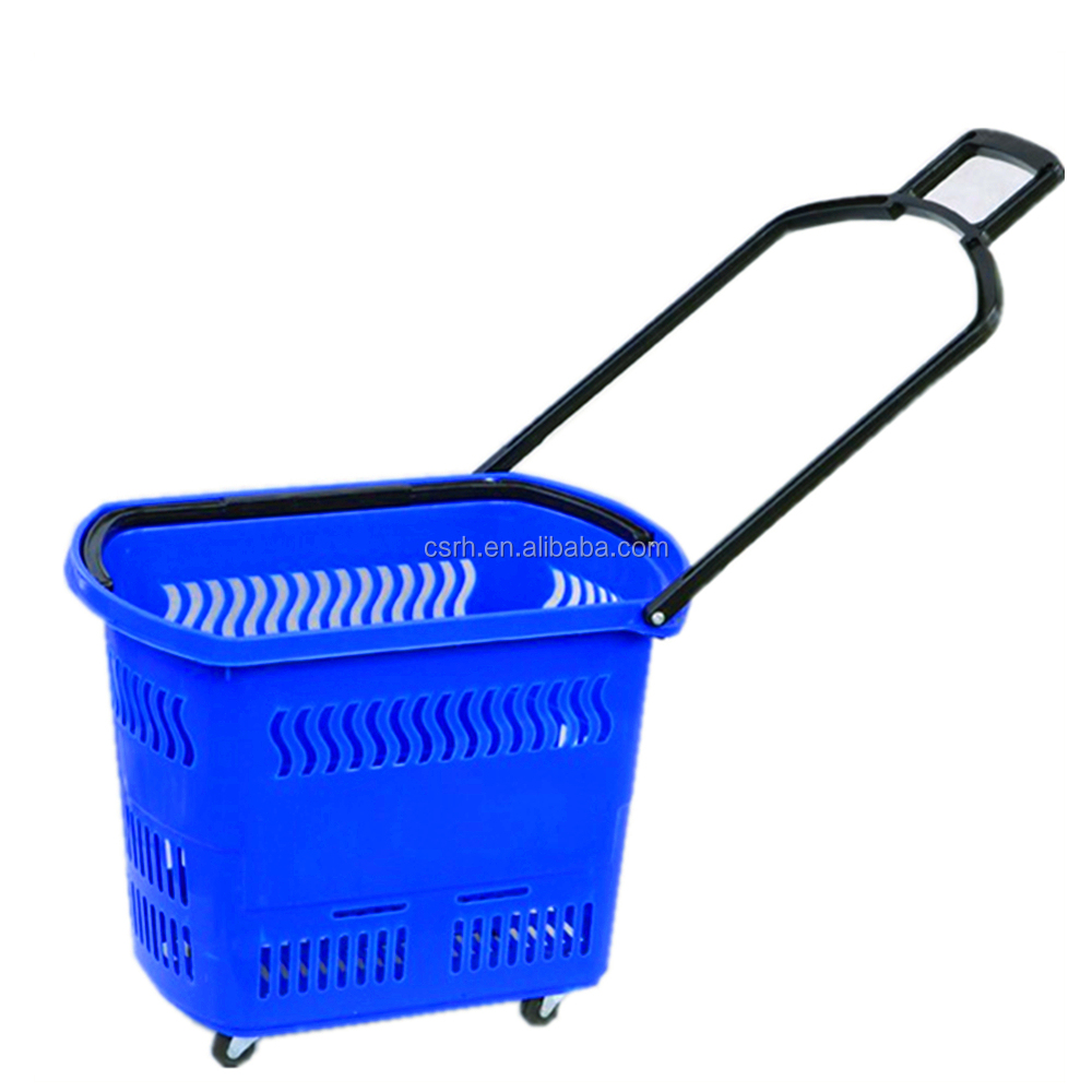 RH-BPR45-3 610*390*400Mm Rode Kleur Middelgroot Plastic Supermarkt Mand Trolley