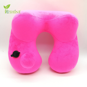 Main presse bump style gonflable <span class=keywords><strong>U</strong></span> en forme de PVC cristal <span class=keywords><strong>super</strong></span> velours cou reste oreiller automatique tête soutien sommeil ore - Product Image 4