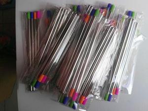 Set of 8 Stainless Steel Metal <strong>Straws</strong> with 2 Cleaning Brushes Silicon Cover for 20 30OZ Tumbler Coffee Mug Smoothie <strong>Milkshake</strong> - Product Image 6