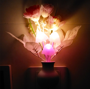 Tulipano Plug in colore che cambia la luce notturna del bambino LED luce notturna a fungo <span class=keywords><strong>luci</strong></span> da parete piccola lampada a Led - Product Image 4