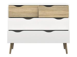 4 <span class=keywords><strong>Commode</strong></span> <span class=keywords><strong>Blanc</strong></span>/Structure Chêne Brillant Tiroirs - Product Image 3