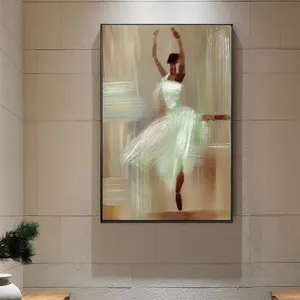 Simple Design Handmade Modern Art African Woman Dance Abstract Oil Painting
