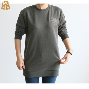 Primavera de cuello redondo de Color sólido de capucha de manga larga con <span class=keywords><strong>bordado</strong></span> de tigre de <span class=keywords><strong>Jersey</strong></span> sudaderas para mujer - Product Image 1