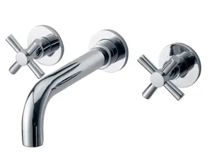 Double Cross Xử Lý Brass Basin Mixer vòi nước Trong Treo tường Phòng Tắm Vòi Nước