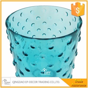 Océan Style Cylindre de Grande Taille Relief Bleu En Verre <span class=keywords><strong>Photophore</strong></span> - Product Image 2