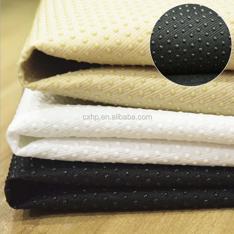 polyester dotted anti non slip resistant fabric for slippers and shoes pvc yoga sofa mat fabric