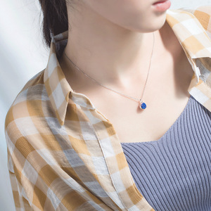 Las mujeres de moda de joyería de piedra azul colgante collares de plata esterlina - Product Image 4