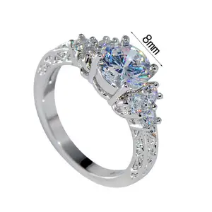 Dropshipping Fashion Ring Cushion Cut 4ct Zircon Diamonds Stone 925 Sterling Silver Engagement Wedding Band Ring for Women