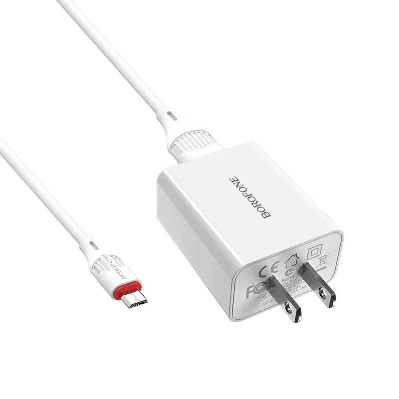 Adaptateur Usb xiaomi borone BA21 US, Qc3.0, chargeur avec BX17, Micro câble 1m