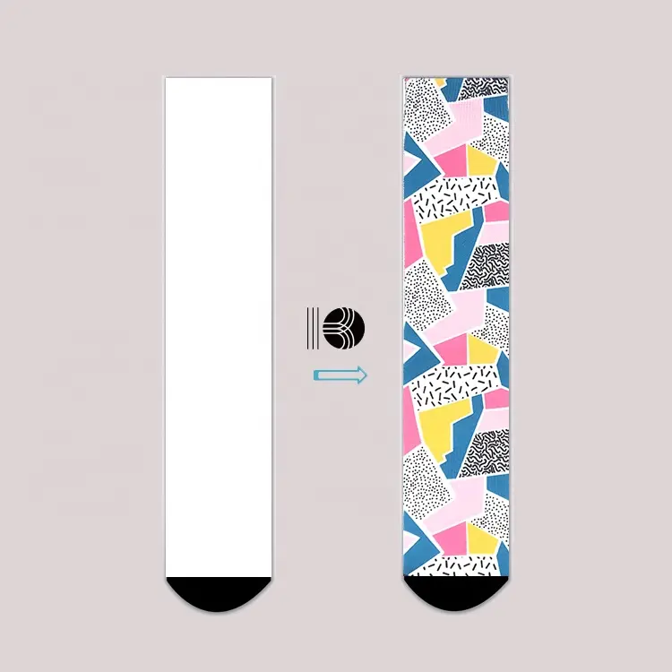 KANGYI aucune QUANTITÉ MINIMALE DE COMMANDE sublimation chaussettes personnalisé votre propre polyester blanc équipage chaussettes d'impression numérique pas de commande minimum