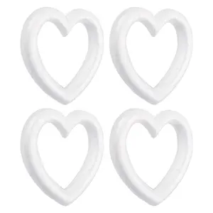 Kalp şeklinde köpük çelenk 4 paket polistiren köpük çelenk açık kalp şekilli ekstrüde kalp köpük çelenk DIY malzemeleri