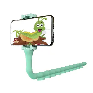 Flexible Cute Worm Lazy Mobile Cell Phone Holder Bed Desktop Bracket Stand