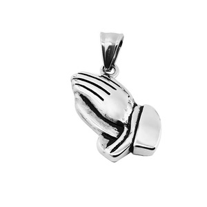 Usine vente directe 316L en acier inoxydable prier main pendentif bijoux - Product Image 4