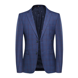 Benutzer definierte Mode Adult Grid Stripe Tailored Gentle Herren Königsblau Farbe Casual Business Hochzeit Blazer Anzug