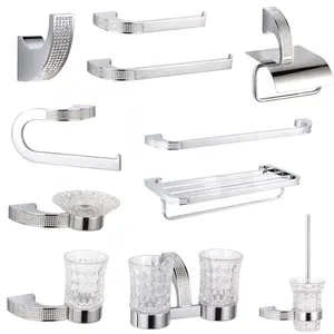 Kristal Kamar Mandi Hardware Set Jubah Handuk Kait Rel Rak Bar Rak Sikat Gigi Pemegang Aksesoris Kamar Mandi Chrome