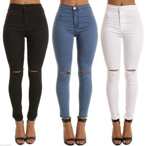 YSMARKET Nuovi Arrivi Delle Donne Alla Moda Della Metà di Vita Piccolo Allungano I Jeans Dei Pantaloni Solido Fessura Ginocchio Pantaloni In Denim E78687 - Product Image 3