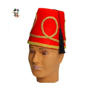 저렴한 붉은 색 펠트 참신 성인 멋진 드레스 파티 의상 Fez 모자 HPC-0255