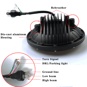 7 "Ronda 130 W proyector h4 7 pulgadas led faro para Jeep Wrangler Hummer h1 h2 lada <span class=keywords><strong>niva</strong></span> <span class=keywords><strong>4</strong></span> 4x4 camión Suzuki Samurai - Product Image 3