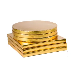 Plateau à gâteaux jetable en relief, papier imprimé personnalisé, rond et carré, en or et argent, 50 unités