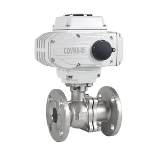 Covna 1/2 Inch PN16 Tekanan Tinggi ANSI Kelas 150 2 Cara 2PC RF Flange SUS304 Ball Valve dengan Listrik actuator