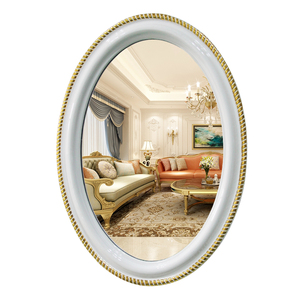 Venta al por mayor Decoración de casa Vintage antiguo <span class=keywords><strong>oro</strong></span> Oval forma enmarcado <span class=keywords><strong>espejo</strong></span> de pared decorativo - Product Image 5