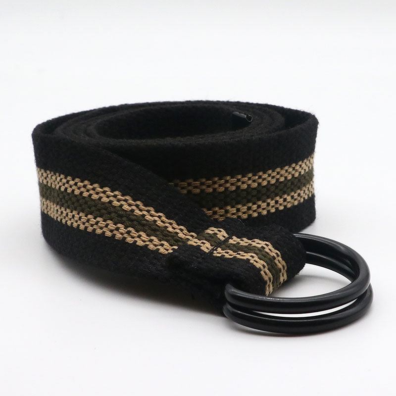 Cintura In Tela Con Doppia Fibbia Ad Anello Per Ragazzi E Ragazze, Colori Solid Vari, 130x3,8cm - 2