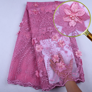 Chất Lượng Cao Thêu Phi Pháp Vải Ren Với Đính New Arrival <span class=keywords><strong>Sequin</strong></span> 3D Hoa Pháp Vải Ren Với Hạt 1579 - Product Image 4