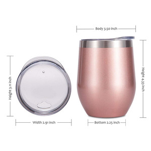 De 12 oz taza de acero inoxidable de oro <span class=keywords><strong>rosa</strong></span> brillante de doble pared aislado al vacío <span class=keywords><strong>vino</strong></span> vaso con tapa de <span class=keywords><strong>la</strong></span> taza de café - Product Image 2