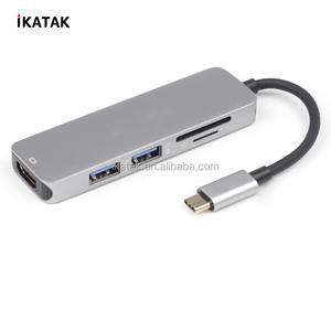 Nueva de moda de aleación de aluminio de 5 en 1 <span class=keywords><strong>HDMI</strong></span> USB3.0 TF lector de tarjetas SD y USB <span class=keywords><strong>tipo</strong></span> <span class=keywords><strong>C</strong></span> <span class=keywords><strong>hub</strong></span> - Product Image 2
