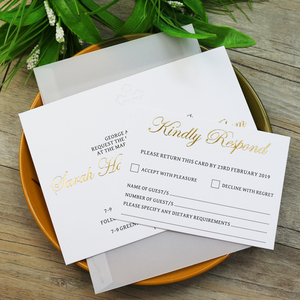 Carte d'invitation de mariage élégante classique <span class=keywords><strong>Doc</strong></span> papier typographie artisanat pour événement personnalisé coton papier lettepress cartes de voeux - Product Image 1