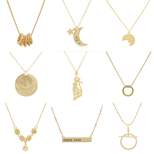 En gros nouveau design poli barre d'or placage gravé mots personnalisé mens pendentif charme collier bijoux - Product Image 2