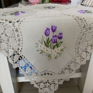 Set di Lusso Fatto a Mano all'Uncinetto con Ricamo a Nastro Bianco, Tovaglia Floreale <span class=keywords><strong>in</strong></span> <span class=keywords><strong>Cotone</strong></span> e Lino Anti-olio per Matrimoni, Feste ed Eventi, Sale <span class=keywords><strong>da</strong></span> Pranzo - Product Image 2