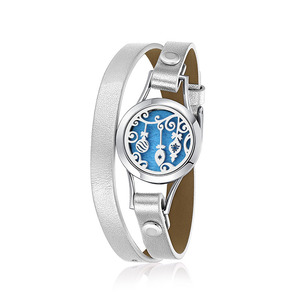 Encanto de cuero pulsera palma de mano de difusor <span class=keywords><strong>del</strong></span> aceite esencial medallón perfume brazalete - Product Image 4